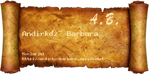 Andirkó Barbara névjegykártya