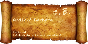 Andirkó Barbara névjegykártya
